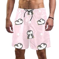 Sleeping Penguin Men's Short Casual Drawstring Summer Beach Shorts for Men
