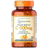 Puritan's Pride Vitamin C-500 Mg With Rose Hips Time Release Caplets, 250 Count