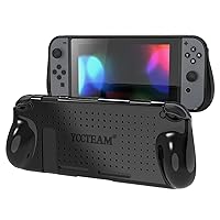 Protective Case for Switch, Heat Dissipation Comfortable Soft Shockproof Handheld Cover Grip Case Silicone Gel Rubber Full Body Protector for Gamepad Mode (Black)