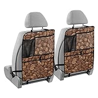 Coffee Beans Brown Colored Kick Mats Back Seat Protector Waterproof Car Back Seat Cover for Kids Backseat Organizer with Pocket Protect from Dirt Scratches, 2 Pack, Car Accessories