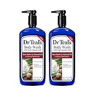 Epsom Salt Bath and Shower Body Wash with Pump - Shea Butter and Almond Oil - Pack of 2, 24 Oz Each - Soften and Moisturize Your Skin, Relieve Stress and Sore Muscles