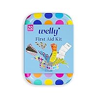Welly First Aid Kit - Adhesive Bandages in Flexible Fabric and Waterproof, Singe Use Ointments (Triple Antibiotic, Cleansing Wipes and Hydrocortisone) - 70 Count