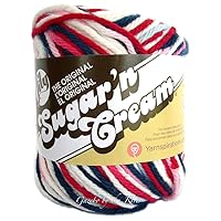 NEW in 2014 Lily Sugar 'n Cream Limited Edition Ombre 100% Cotton Yarn ~ NAUTICAL OMBRE (RED, WHITE & BLUE) ~ 2 oz. / 56.7 g.