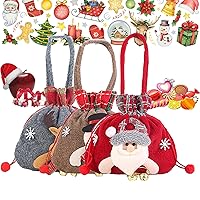 Christmas Gift Doll Bags, 2023 New Small Christmas Gift Bags, Reusable Christmas Drawstring Gift Bags, Christmas Gift Doll Bags for Party Birthday and Festival (3pcs,ABC)