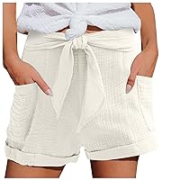 Shorts for Women Trendy Cotton Linen Shorts for Woman Summer Jean Shorts for Women 2024 Vacation Linen Cloth