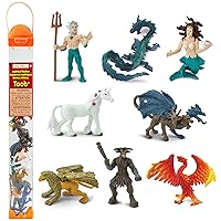 Safari Ltd. Mythical Realm TOOB - 8 Mini Figurines: Chimera, Griffin, Phoenix, Unicorn, Sea Dragon, Minotaur, Poseidon, & Mermaid - Mythology Educational Toy Figures for Boys, Girls & Kids Ages 3+