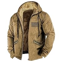 Men's Vintage Heavyweight Sherpa Fleece Lined Jackets Winter Warm Sweatshirt Coats Big And Tall Zip Up Hoodie Men