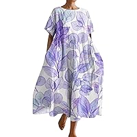 My Orders Summer Dresses for Women 2024 Trendy Plus Size Crewneck Short Sleeve Elegant Dress Going Out Dressy Casual Beach Sundress Sales Today Clearance(1-Light Purple,XX-Large)