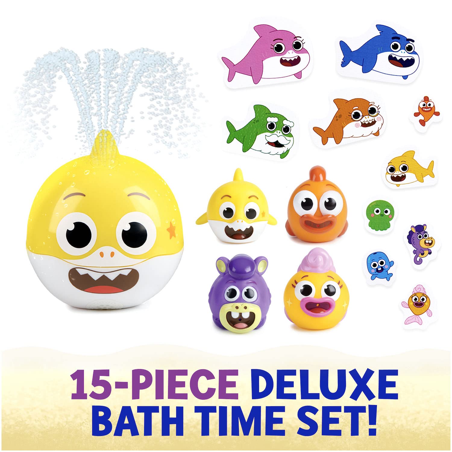 Baby Shark's Big Show! Bath Toy Bundle - 15 Pieces - Kids Bath Toys