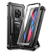 Dexnor for Samsung Galaxy S9 Case, [Built in Screen Protector and Kickstand] Heavy Duty Military Grade Protection Shockproof Protective Cover for Samsung Galaxy S9 Black