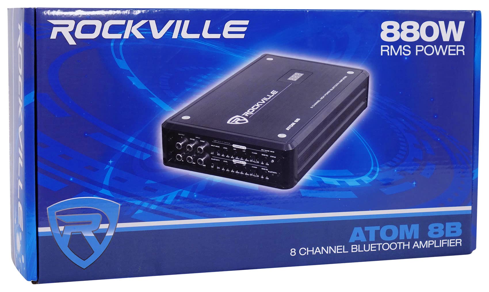 Rockville Atom 8B 8 Channel 3500 Watt Marine/Boat Amplifier Amp w/Bluetooth