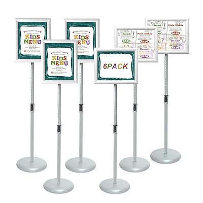 in which Bay Advertising Support Board Sign Stand Poster Holder Applicable to All Kinds of Stores Exhibition Halls (Silver, 8.5x11in 6pack)
