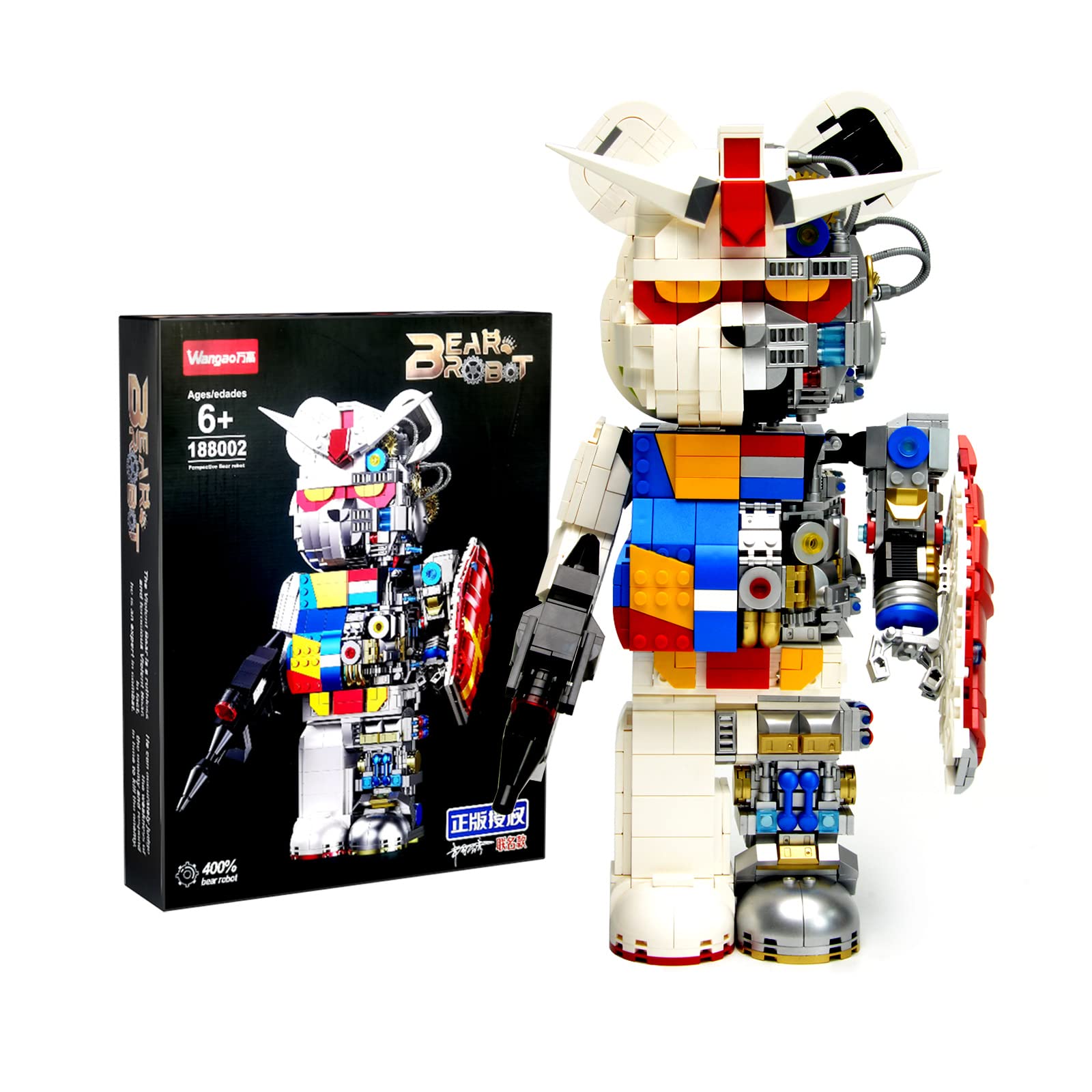 Mrkuriosity Mecha-Bear Building Sets, Half-Mecha Violent Bear Collectible Building Blocks Kit Display Model, Gift for Teens & Adults,Compatible with Lego(1681 Pieces)