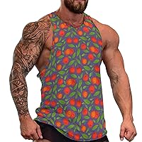 Cherry Fruits Men's Workout Tank Top Casual Sleeveless T-Shirt Tees Soft Gym Vest for Indoor Outdoor