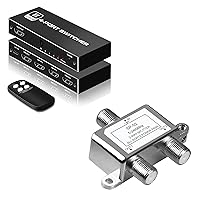 Digital 2-Way Coaxial Cable Splitter 5-2400MHz, RG6 Compatible + 8K@60Hz HDMI 2.1 Switch, NEWCARE 4X1 HDMI Switch with IR Remote Control, 4K @120hz HDMI Switcher Box 4 in 1 Out, 48Gbps