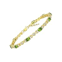 RYLOS Bracelets for Women Yellow Gold Plated Silver XOXO Hugs & Kisses Tennis Bracelet Gemstone & Genuine Diamonds Adjustable to Fit 7