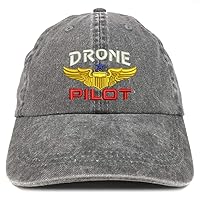 Trendy Apparel Shop Drone Pilot Aviation Wing Embroidered Cotton Adjustable Washed Cap