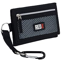Mens & Boys Tri-Fold Nylon Sports Wallet with Coin Pocket and Belt Hook, Black, One Size, Contemporary