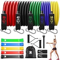 Resistance Bands for Working Out, Elastic Bands for Exercise with Handles, Exercise Band with Door Anchor, Legs Ankle Straps for Training, Home Exercise Equipment for Women and Men