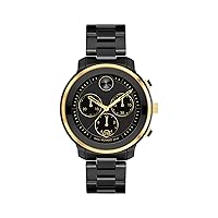 Movado Bold Verso Women's Swiss Quartz 3600932 Ionic Plated Light Gold Steel Case and Link Bracelet Watch, Color: Black