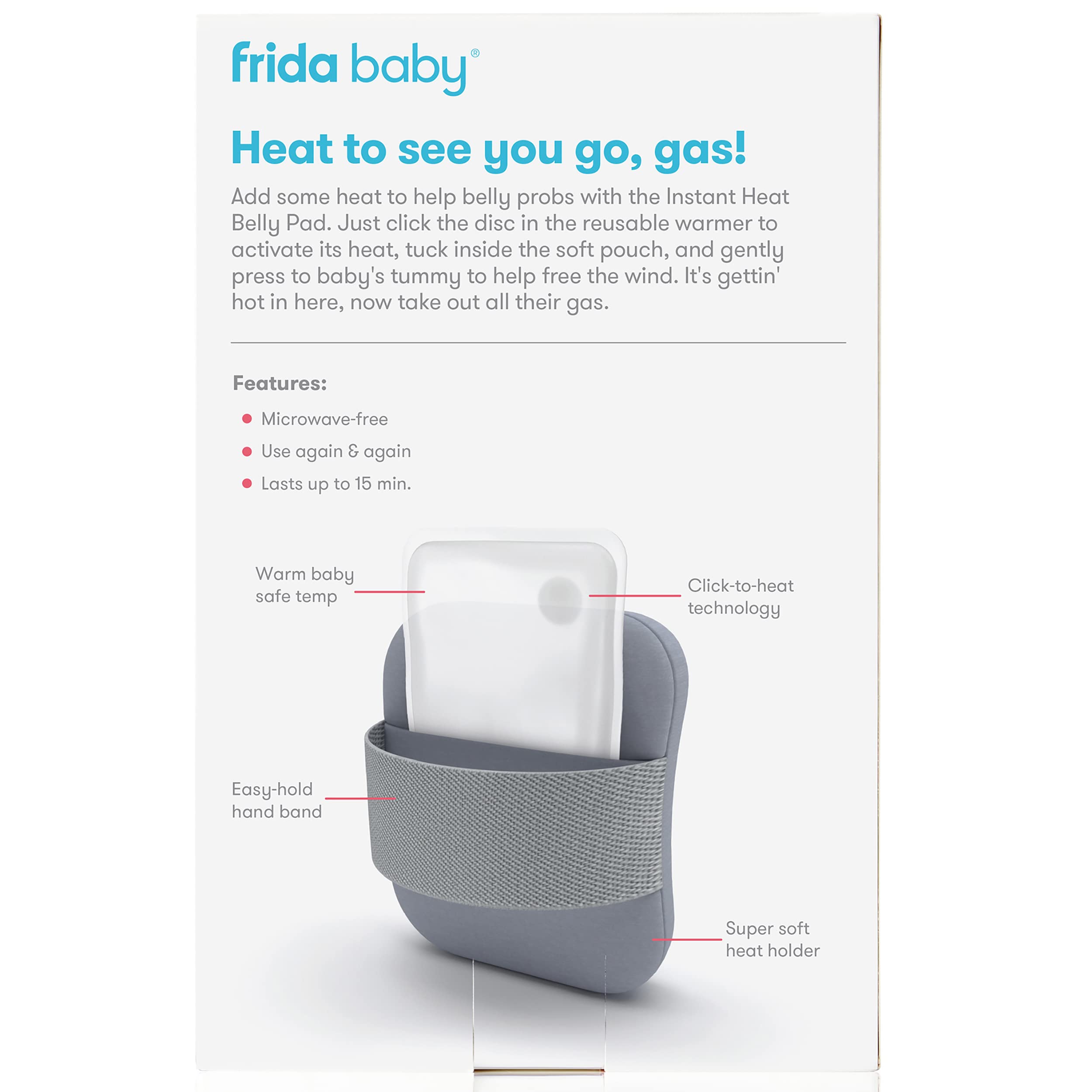 Frida Baby Gas + Colic Heating Pad for Natural Belly Relief | Gentle Heat to Relax + Soothe Bellies | Instant Tummy Warmer | Soothe Colic Discomfort
