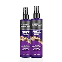 John Frieda Frizz Ease Nourishing Anti Frizz Leave-in Conditioner and Heat Protectant for Frizz-prone Hair, Moisturizes and Renews Shine, with Vitamin A, C, and E, 8 oz (2 Pack)