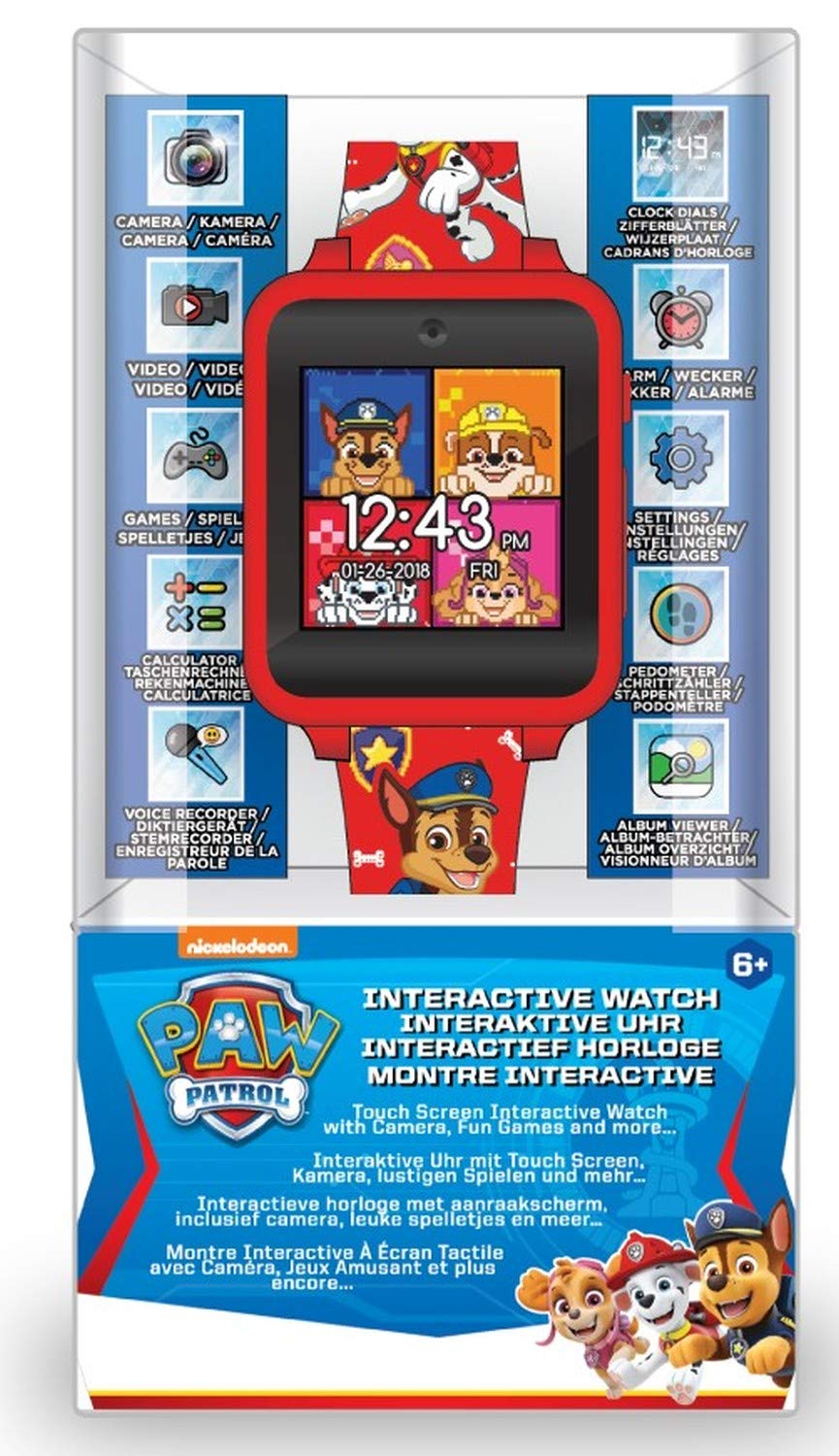 Accutime Paw Patrol Smart Watch with Camera for Kids and Toddlers - Interactive Smartwatch for Boys & Girls Featuring Games, Voice Recorder, Calculator, Pedometer, Alarm, Stopwatch, with USB Cable