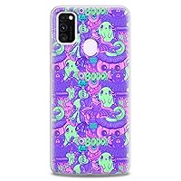 TPU Case Compatible with Samsung Galaxy F52 5G F23 M80s M62 M30 F62 M20 M10 M02 Print Witch Soft Slim fit Kawaii Bat Boo Silicone Design Purple Pumpkins Clear Spooky Lightweight Flexible