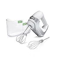 5-Speed Electric Hand Mixer with High-Performance DC Motor, Slow Start, Snap-On Storage Case, Stainless Steel Beaters & Whisk, White (62652)