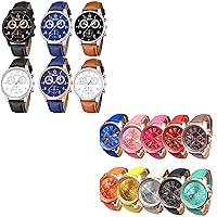 16 Pack Leather Dress Watches for Men Women Wrist Band Watches Wholesale Lots Set