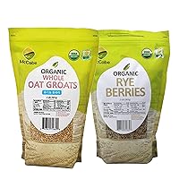 McCabe Organic Whole Grain Oats (2lbs) & Rye Berries (2lbs) Combo | USDA & CCOF Certified | Raw & Whole | Packed in USA