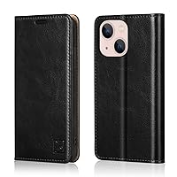 Belemay Compatible with iPhone 15 Plus Case Wallet-Genuine Leather-RFID Blocking Card Holders-ShockPlusof TPU Shell-Kickstand-Durable Flip Cover Book Folding Phone Case Women Men (6.7-inch) Black