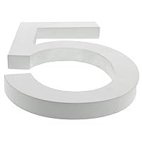 BestPysanky Arial Font White Painted MDF Wood Number 5 (Five) 6 Inches
