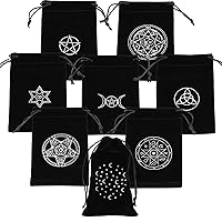 CHGCRAFT 8Pcs 8Styles Tarot Cards Fabric Bag Rectangle Black Velvet Craft Drawstring Bags Tarot Cards Storage Pouches for Playing Cards Jewelry Storage, 4.53x7.09x0.08inch