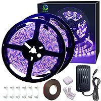 Black Light Strip, Purple led Strip Lights 32.8Ft/10M 60W 600 Units Lamp Beads, Non-Waterproof Purple Light for Fluorescent Dance Party, Body Paint, Night Fishing, with 12V 5A Power Supply