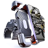 Motorcycle Phone Mount, [150mph Wind Anti-Shake][7.2inch Big Phone Friendly] Bike Phone Holder for Bicycle, [5s Easy Install] Handlebar Phone Mount, Compatible with iPhone (Orange)