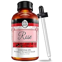 Rose Essential Oil - Therapeutic Grade for Aromatherapy, Diffuser, Skin, Hair, Perfume & Candle Making, Dropper - 4 fl oz