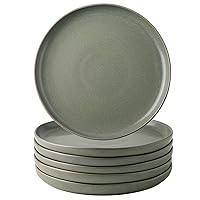 AmorArc Ceramic Dinner Salad Plates Set of 6, Wavy Rim 8.5 Inch Dish Set, The Dessert,Salad, Appetizer, Small Dinner etc Plate,Microwave, Dishwasher Safe, Scratch Resistant - Reactive Matte