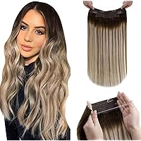 LaaVoo Sew in Weft Hair Extensions 14 Inch #3/8/24 Balayage Brown Mix Blonde Wire Hair Extensions Human Hair 14 Inch