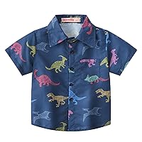 iiniim Hawaiian Shirts for Boys Kids Baby Tropical Button Down Aloha T-Shirt Summer Beach Holiday Tops