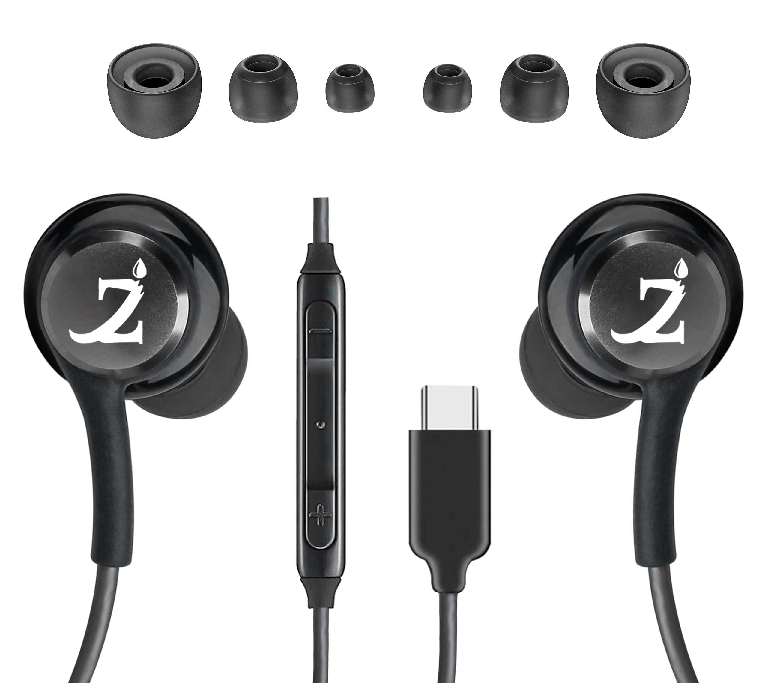 PRO Stereo Type C Headphones Compatible with Your Motorola/Samsung/Google/LG/OnePlus Xiaomi Huawei with Hands-Free Built-in Microphone Buttons + Crisp Digital Titanium Clear Audio! (USB-C/PD)