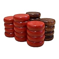 26 Red and Walnut Stain Crokinole Discs - Full Set (Small – 1 1/8 Inch Diameter (2.9cm))