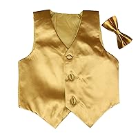 Unotux 2pc Boys Satin Gold Vest and Bow tie Set from Baby to Teen