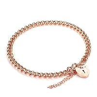 jewellerybox 9ct Rose Gold Heart Padlock Charm Bracelet 7