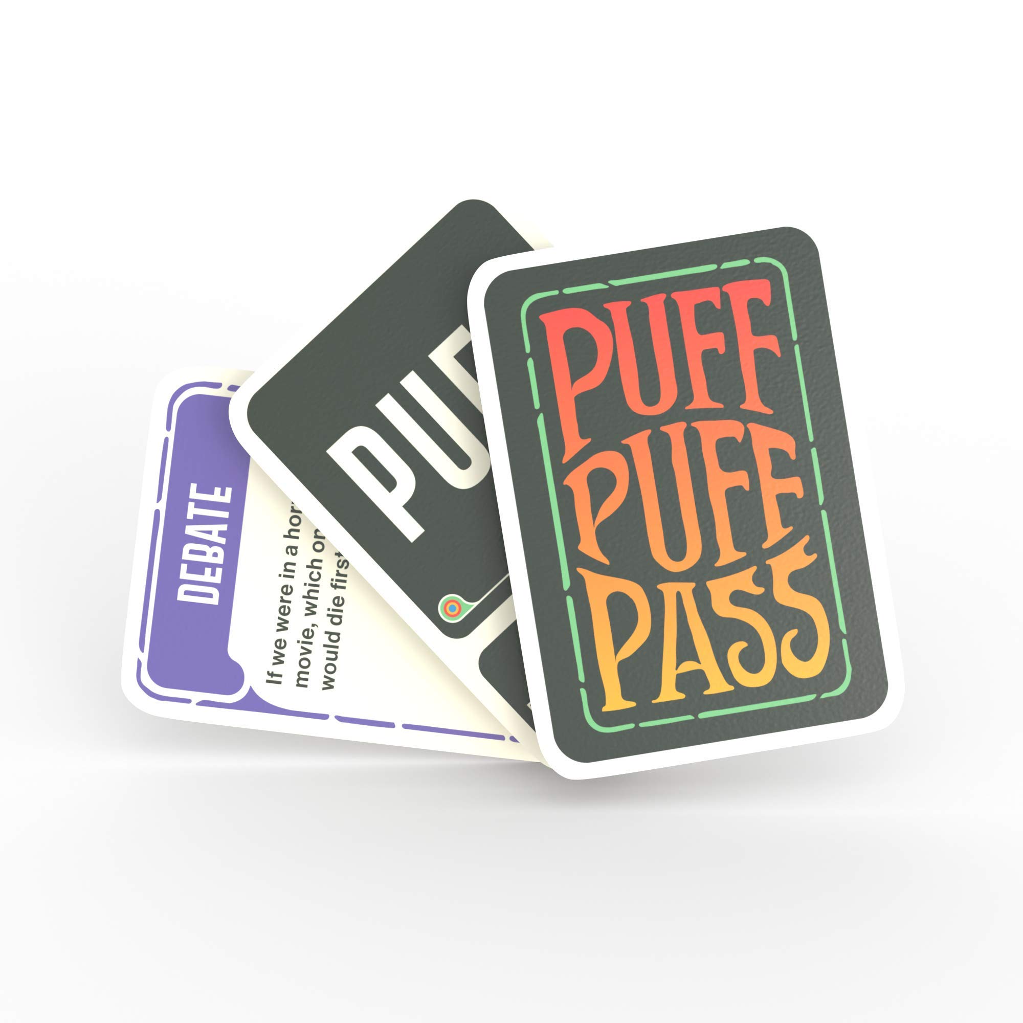 Puff Puff Pass: The Card Game for Stoners w/ 109 Hilarious Trivia, Conversation Starters, Would You Rathers, and More.