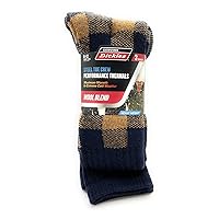 Dickies Genuine Men’s 3-Pairs Steel Toe Crew Performance Thermals Socks, Wool Blend , Multicolor (Brown & Black) Pack of 1