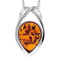 Classic Genuine Teardrop Baltic Amber & Sterling Silver Pendant without Chain - GL2004
