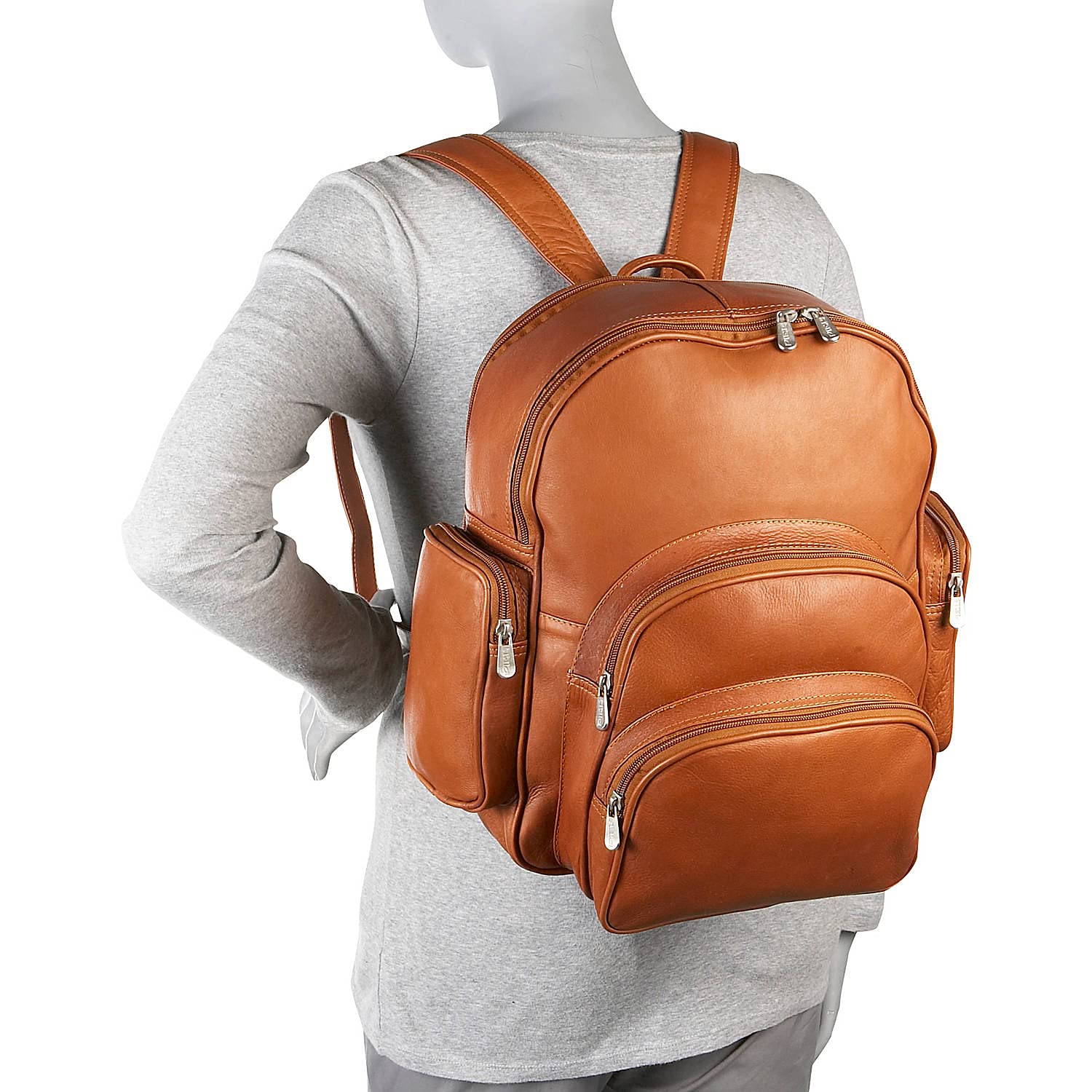 Piel Leather Expandable Backpack, Saddle, One Size