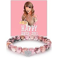 Pink Bracelets Birthday Gifts, Merch, Bracelet with Birthday card for Girl Women Sister and Her. Birthday Party Decorations