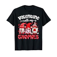 Valentine With My Gnomies Gnomes Red Heart Valentines T-Shirt